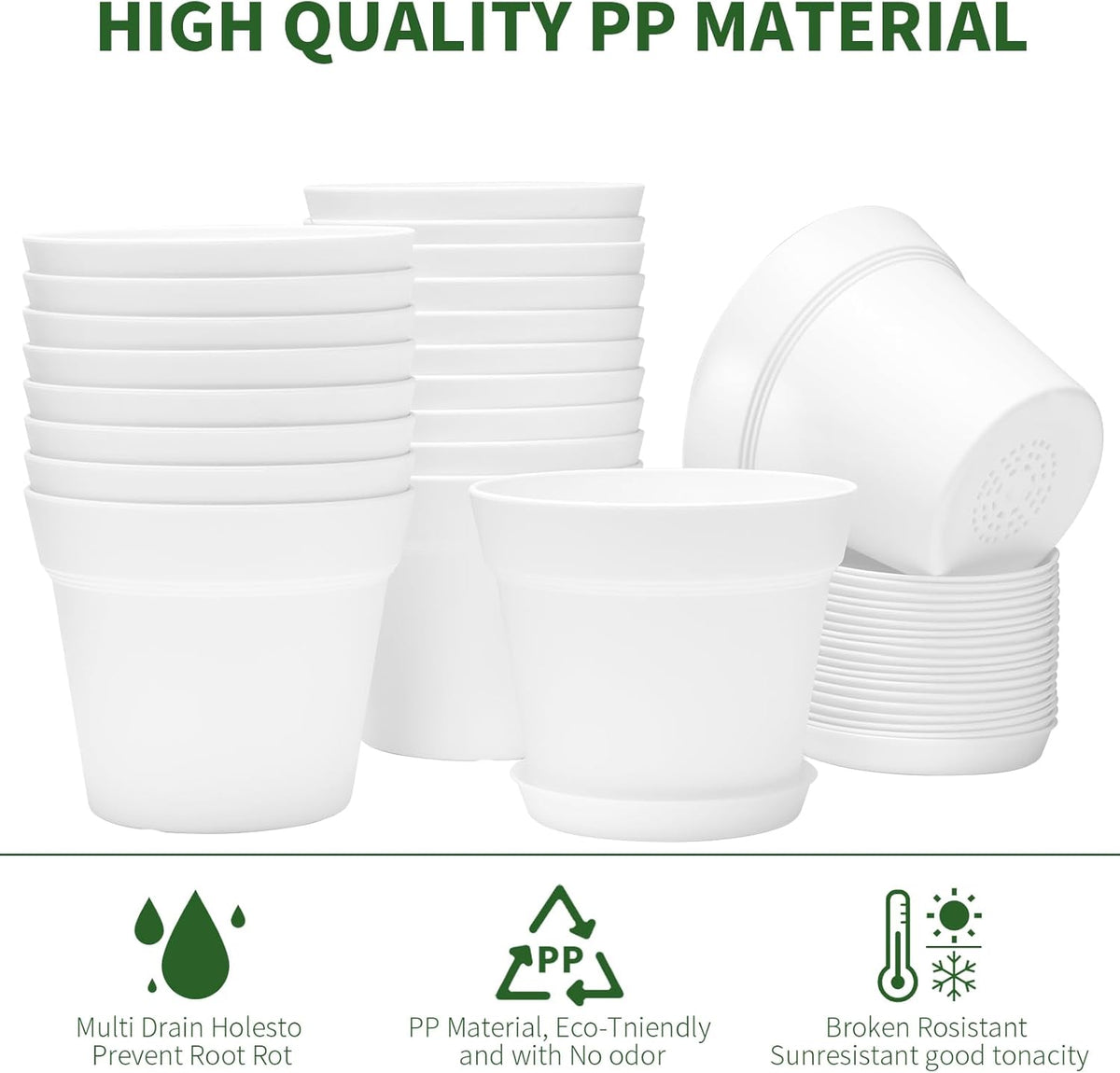 GARDIFE 20 Pack 6 inch Plant pots, planters for Indoor Plants, Flower pots, White
