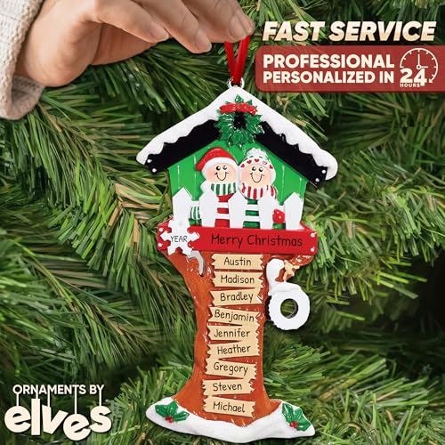 3D Treehouse Family of 9 Ornament 2026 Personalized Family Christmas Ornaments 2026