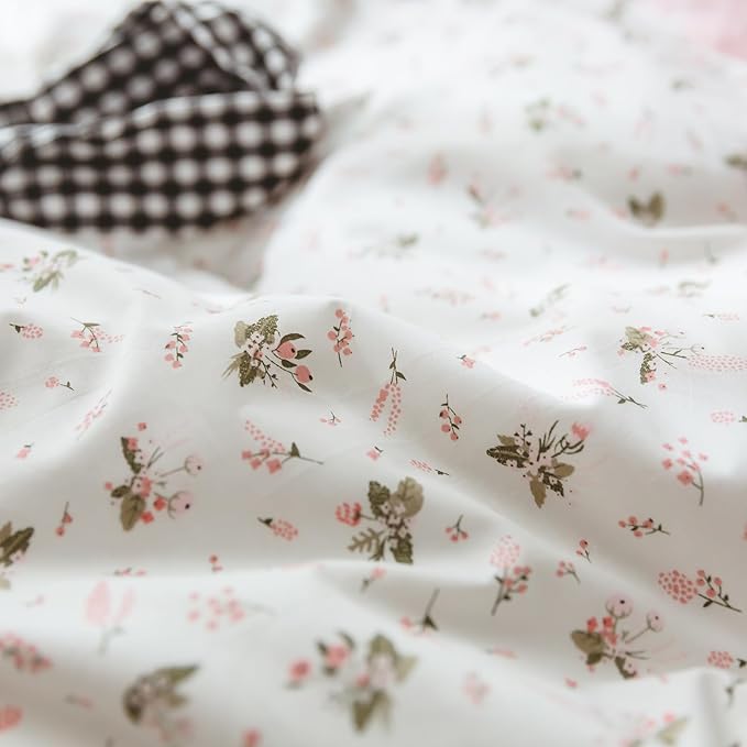 Vintage Floral Comforter Set Full Size Garden Style Pink Floral Bedding Set Aesthetic Cottagecore Flowers Botanical Comforter Set with 2 Pillowcases Fluffy Lightweight Bedding Set for All Seasons