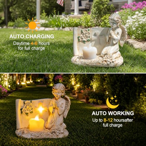 Solar Angel Statue Lights for Cemetery & Garden Memorial with LED Lights Gift for Loss of Loved