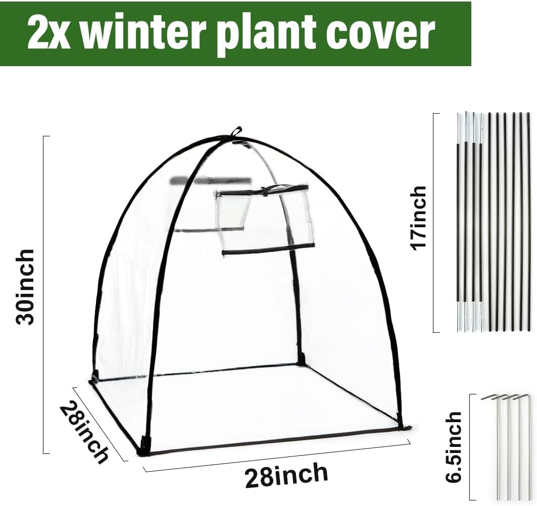 Plant Covers Freeze Protection, Outdoor Garden Frost Cover, Plant Covers from Animals, garden cloches for plants, Reusable Shrub Small Greenhouse, Potted Fruit Pest Protector Large(Transparent,2-Pack)