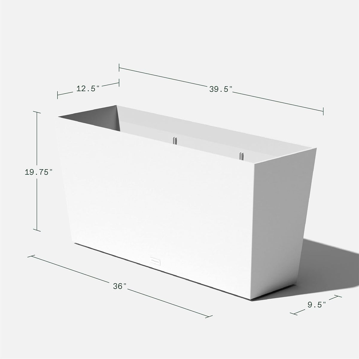 Veradek Midori Long Trough Planter (White, 39 inch - 2 Pack with 2 Saucer Trays)