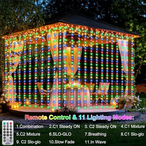 600 LED Curtain Lights 20Ftx10Ft Dual Color Changing Lights with Remote (600 Count)
