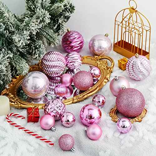 60mm 2.36" Christmas Ball Ornaments Shatterproof Christmas Ornaments Set Decorations for Xmas Tree Balls (34 Count)