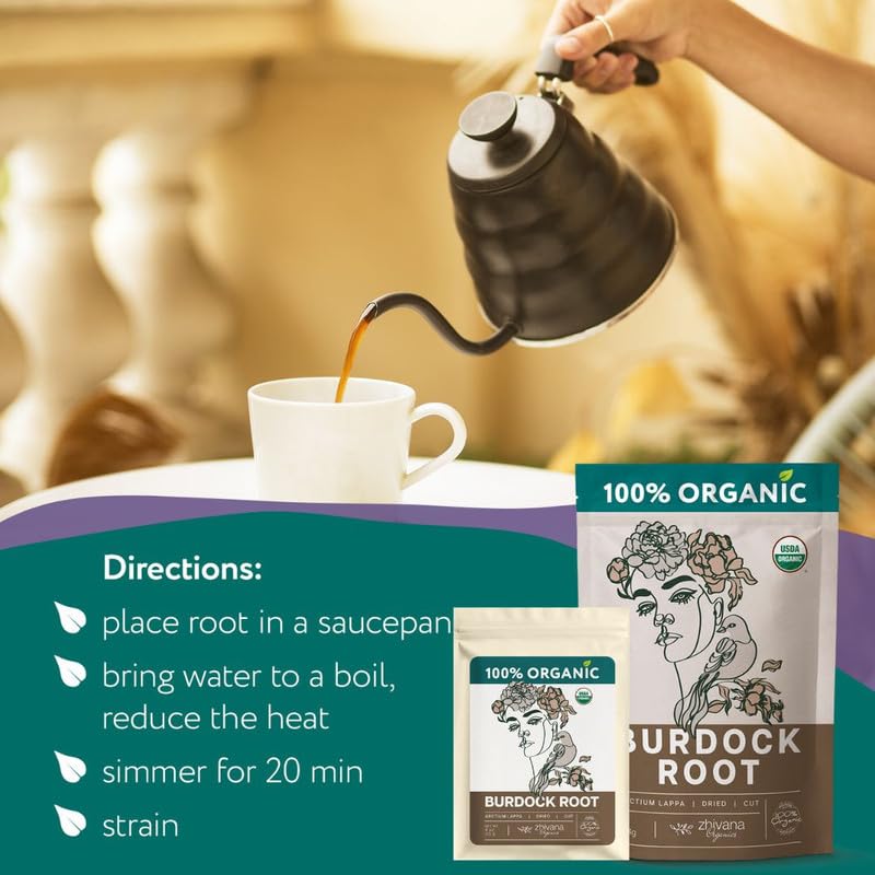 Premium Burdock Root Organic (4oz.) – Great Burdock Tea Loose - Raiz de Bardana Organica – Support Digestion, Liver, Gut Health