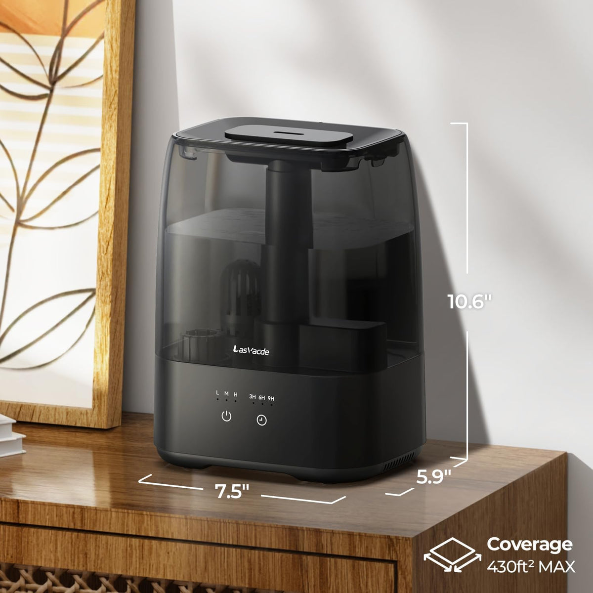 Top Fill Humidifiers for Bedroom, 4.0L Tank Cool Mist Humidifiers for Large Room, 40H Runtime, 28dB Quiet Ultrasonic Air Humidifier for Home, Plants with 9H Timer, Aroma Tray