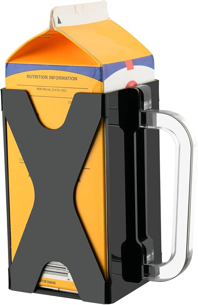 Beautyflier Half Gallon Milk Carton Holder with Removable Handle, Acrylic Holder for 64 OZ/Half Gallon Milk, Juice, or Beverage Carton, for Seniors, Kitchens, Restaurants, Holder Only (Black)
