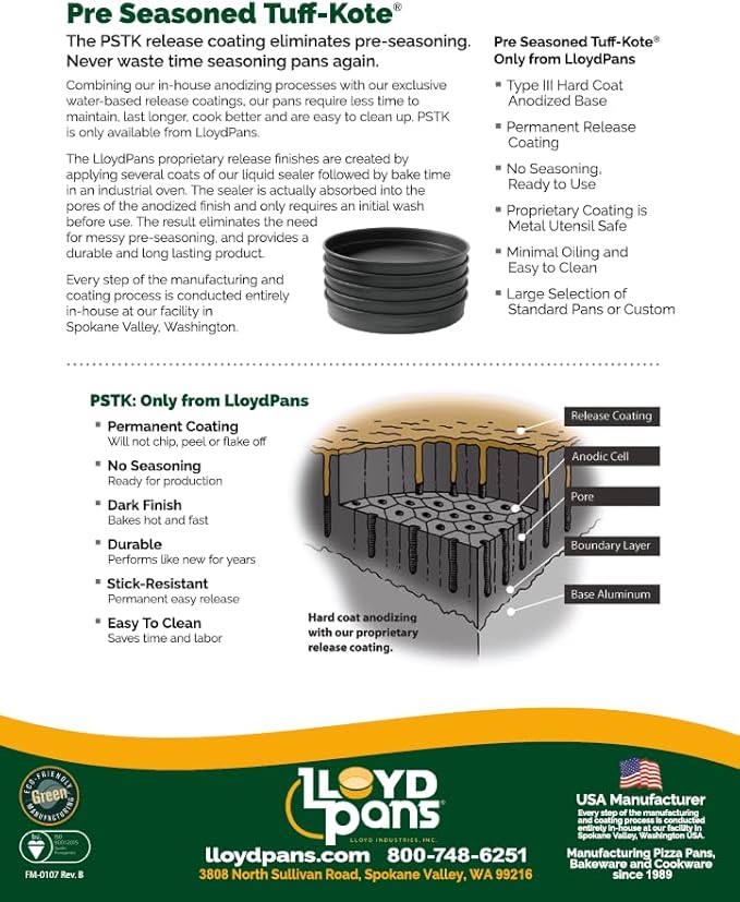 Lloyd Pans Kitchenware 8 Inch by 10 Inch Detroit Style Pizza Pan - PSTK