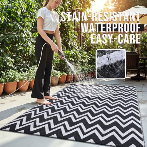 Outdoor Rug 5x8 ft Waterproof Reversible Chevron Mat (40 Sq Ft)