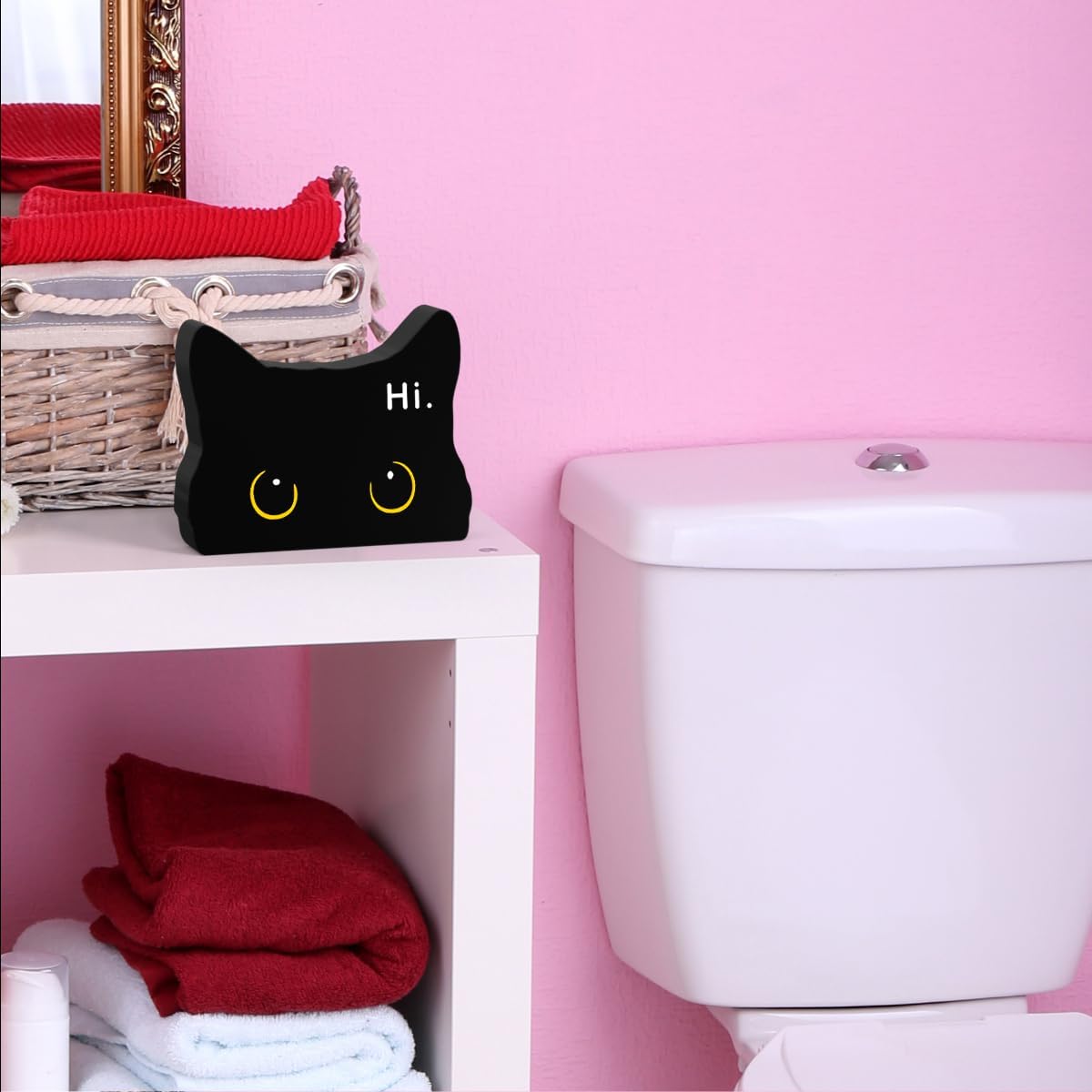 Black Cat Funny Home Bathroom Acrylic Decor Sign Black Cat Decor Cat Bathroom Decor Cat Decor for Home Bathroom Living Room Cat Lover Gifts For Women Men