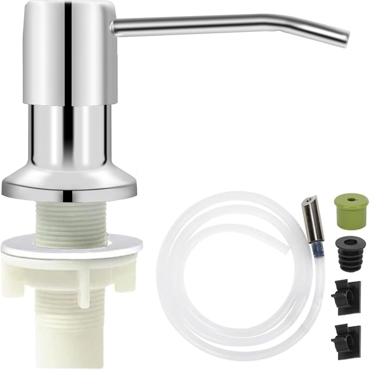 Soap Dispenser for Kitchen Dish Sink Built in Soap Dispenser Pump Chrome Platingd with 47" Extension Tube Kit