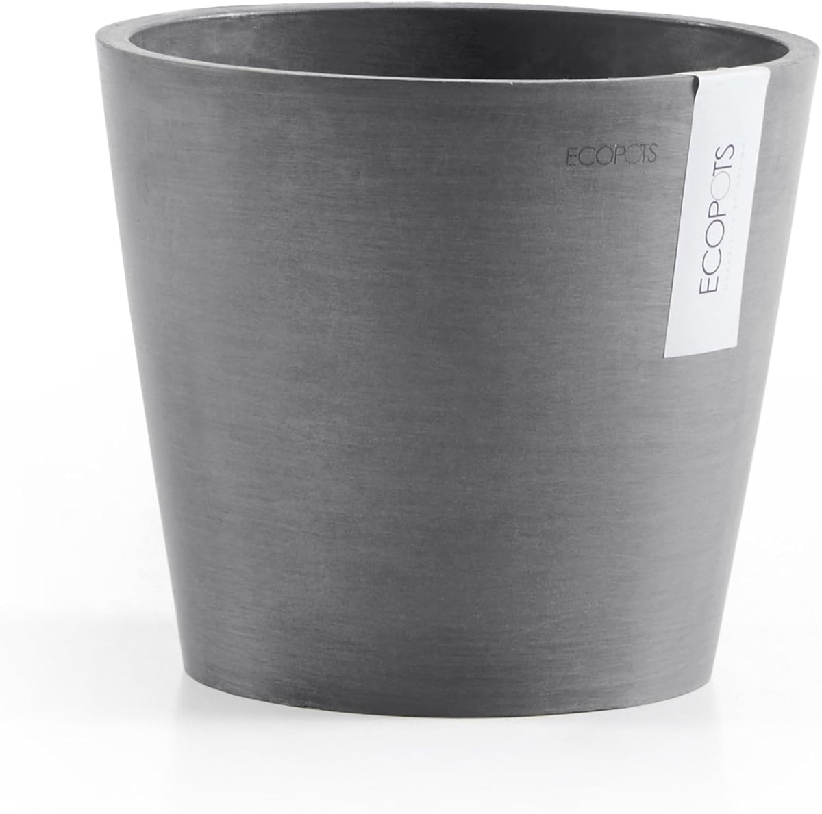 Ecopots Amsterdam Mini Durable Modern Round Recycled-Based Composite Flower Pot Planter, Grey, 5"