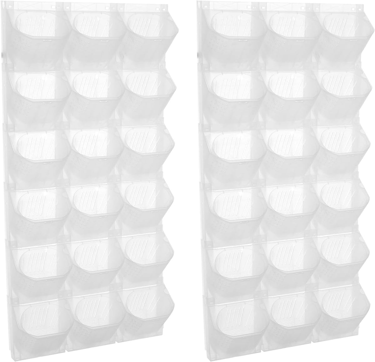Eapmic Vertical Wall Planter with 36 Pots, Hanging Garden Plant Flowerpot Holder, Stackable Wall-Mounted Planter, Balcony Planters for Flowers Vegetables Fruits (White, 36 Pots)