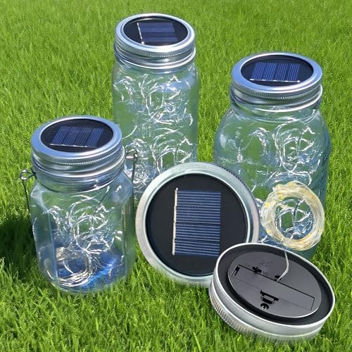 Solar Mason Jar Lid Lights 12 Pack Purple 30 LED Outdoor Decor
