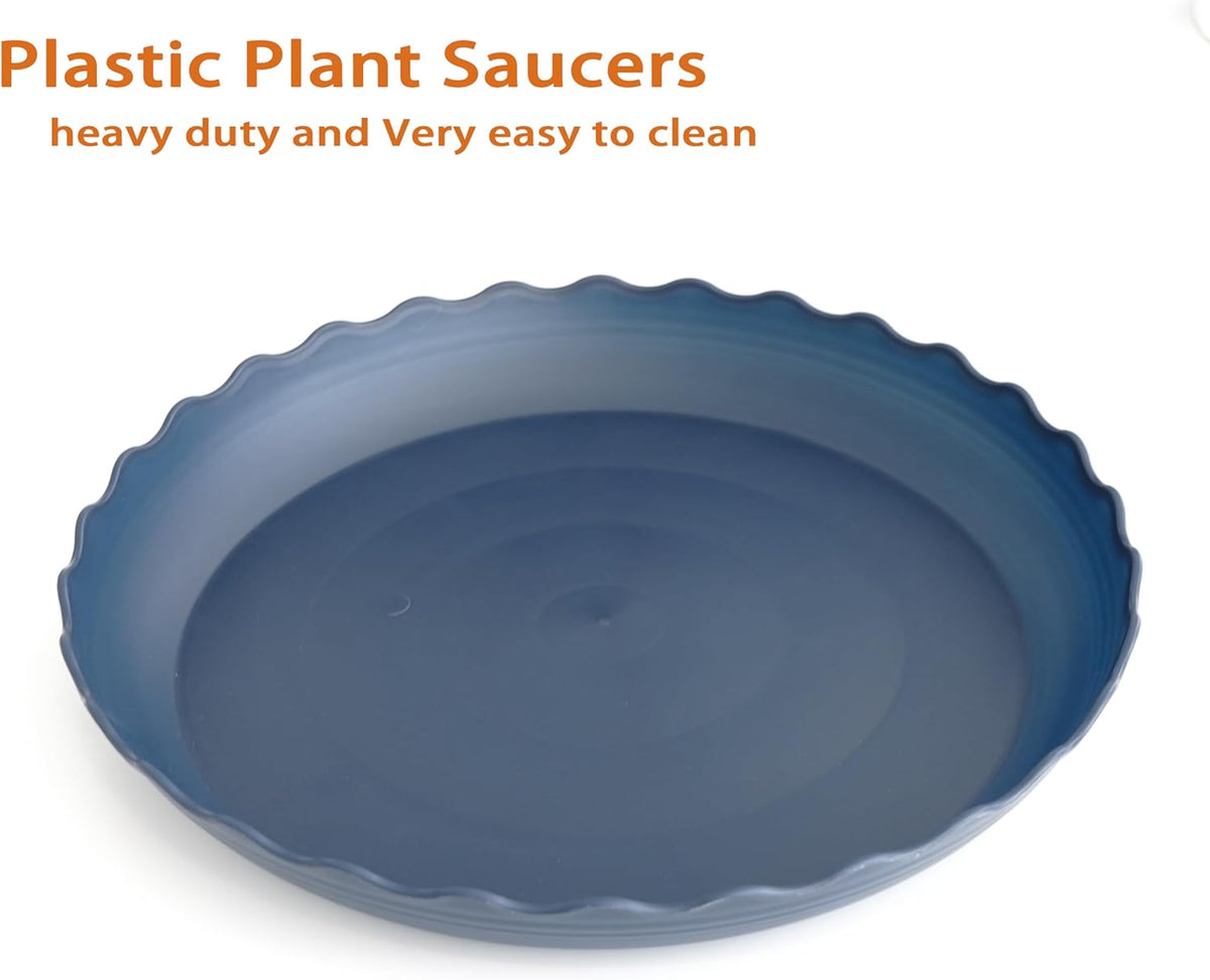 2 Pack of 14 inch Plant Saucer Plant Tray, Plastic Plant Saucer, Heavy Duty Plant Tray for Pots, Plant Saucers for Indoors Planter, Garden Water Plate Bowls for Gallon Grow Bags (Blue)