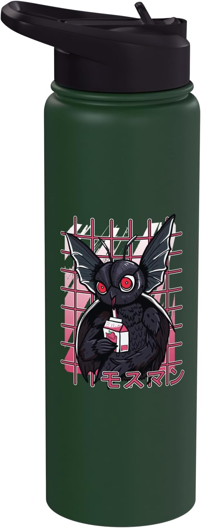 Mothman Kawaii Strawberry Milk Shake Carton Cryptids Stainless Steel Insulated Water Bottle