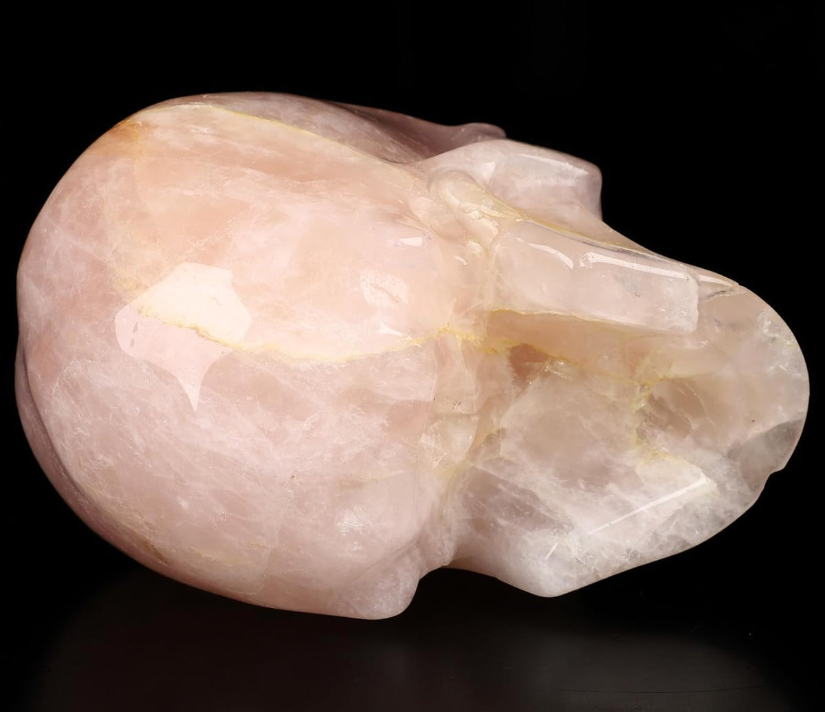 Skullis 5.0" Rose Quartz Hand Carved Crystal Skull, Super Realistic, Crystal Healing, Hand Carved Gemstone Fine Art Sculpture, Reiki Healing Stone Statue.2834