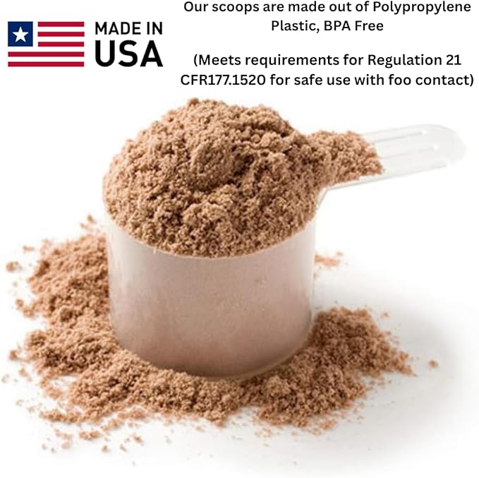 Plastic Measuring Scoop, (18 cc | 1.30 Tablespoon | 18 mL) Long Handle Spoons for Powders, Granules, Coffee, Pet Food, Baking Supplies, Protein and Other Dry Goods, BPA Free (Set of 5)