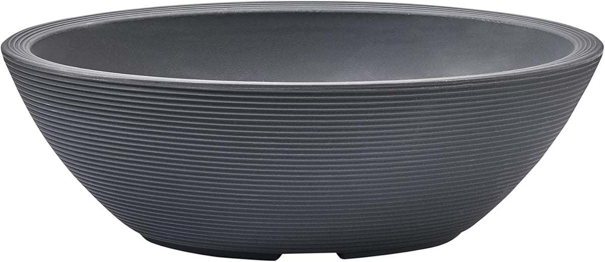Crescent Garden Delano Oval Planter Bowl, Succulent Garden, Unique Indoor/Outdoor Double-Walled Plant Bowl with Plug- Oval Shape - 24" L x 17" W x 8" H (Slate)