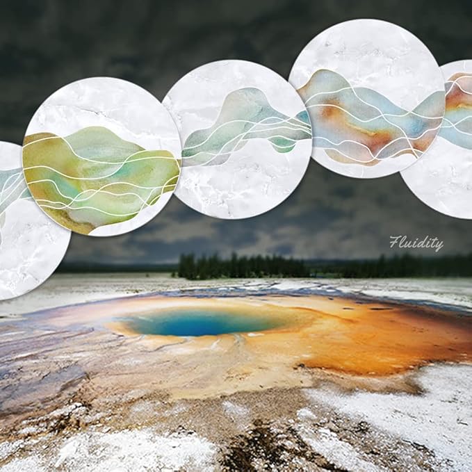 UMIRRO Ceramic Stone Coasters for Drinks Absorbent with Holder | Agate Style Coasters Set with White Marble Texture Background | Cool Cup Mat with Geode Pattern | Unique Fancy Tabletop Protection Mat
