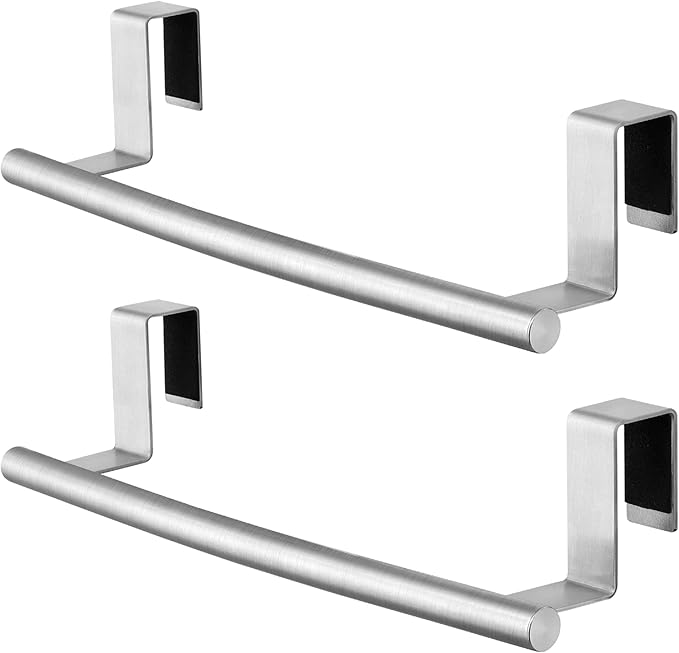 KES Over The Cabinet Door Towel Rack, Kitchen Towel Holder, Over The Cabinet Door Kitchen Towel Bar SUS304 Stainless Steel 2 Pack Brushed Finish, KTH200S26-2-P2