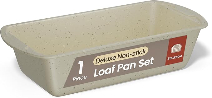 Nonstick Loaf Pan Set Pack of 1, Carbon Steel 11" Large Baking Bread Pan, Oven Safe Up to 450°F, PFOA, PFOS, PTFE Free, Space Saving Stackable Design, Stain Resistant, Dishwasher Friendly,White Marble