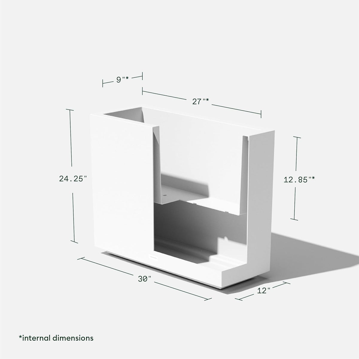 Veradek Block Series Span Plastic Planter - Tall Rectangular Planter for Indoor or Outdoor Patio/Porch, White, 24.25 in Height, 12 in Width, 30 in Length