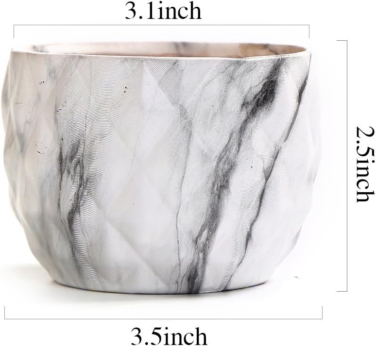 SE SUN-E Sun-E Modern Style Marbling Ceramic Flower Pot Succulent/Cactus Planter Pots Container Bonsai Planters with Hole 3.35 Inch Gift Idea(4 in Set) Plants Not Included