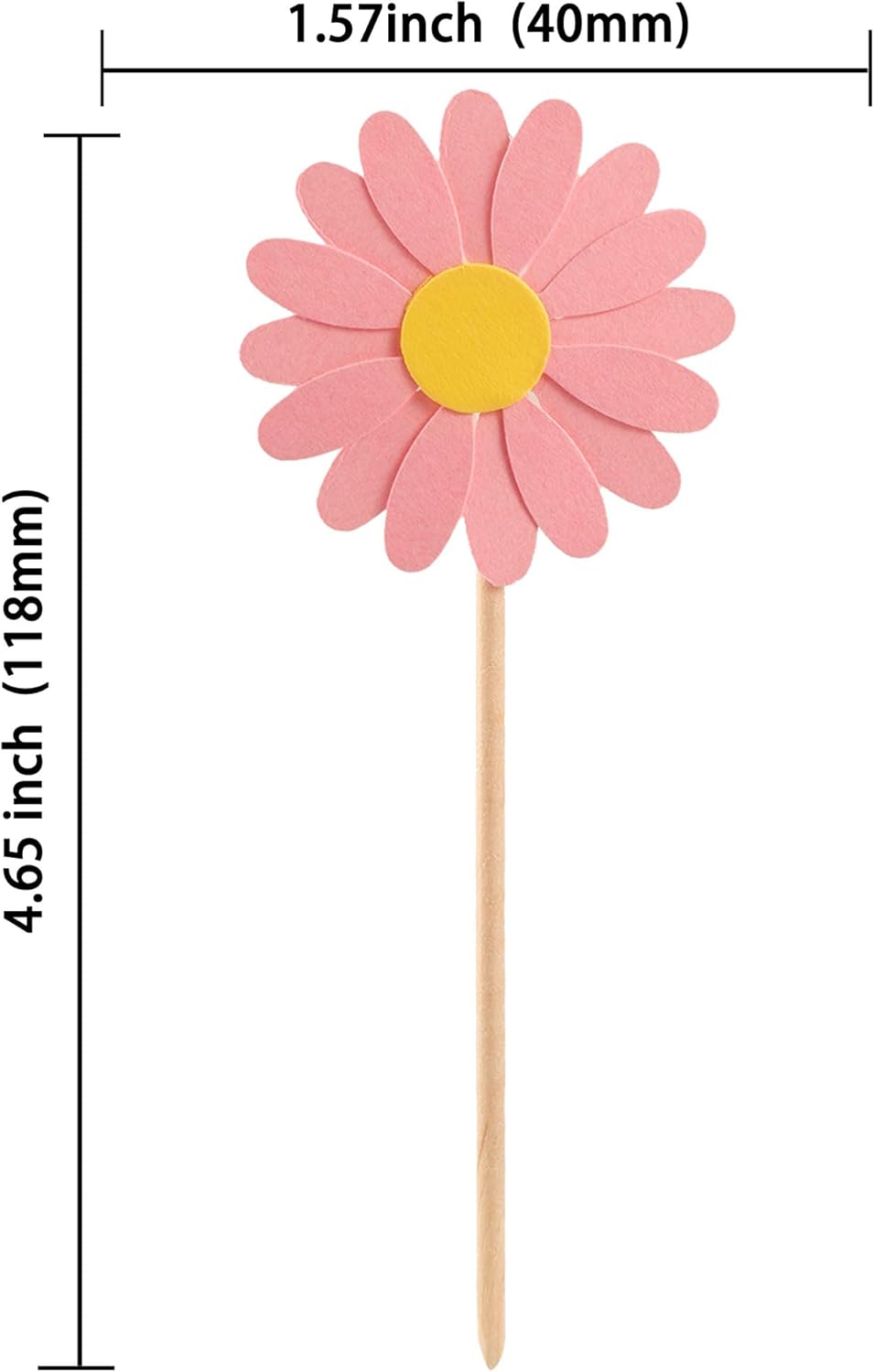24Pcs Daisy Cupcake Toppers Daisy Flower Party Picks Spring Daisy Toothpicks Chrysanthemum Food Picks Girls Baby Shower Birthday Wedding Party Decorations Pink