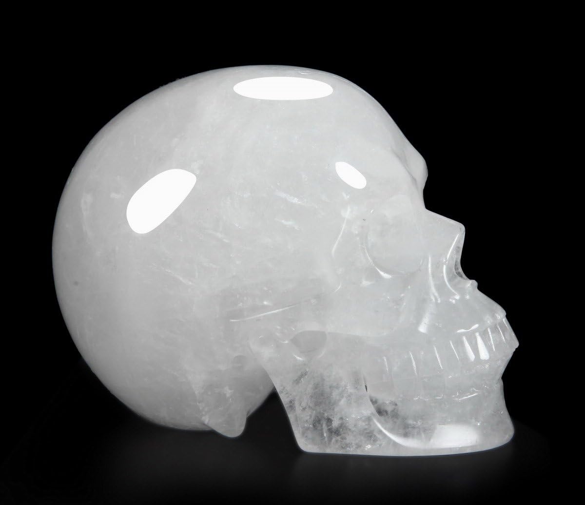 Huge 5.0" Angolan Quartz Rock Crystal Carved Crystal Skull, Realistic.