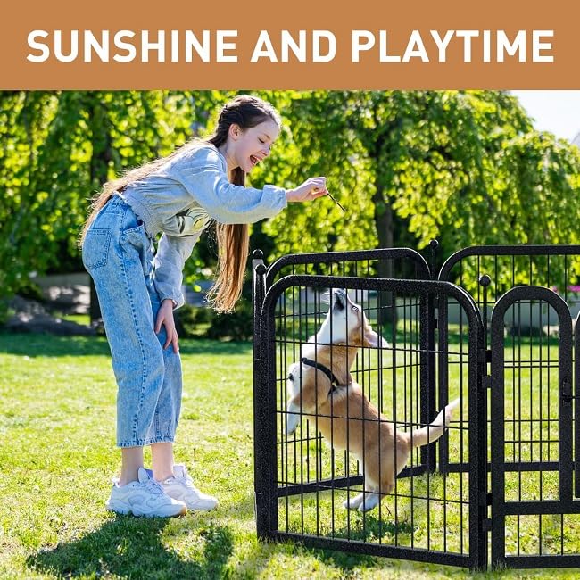 Metal Dog Playpen 45in H 24 Panels Heavy Duty Dog Fence