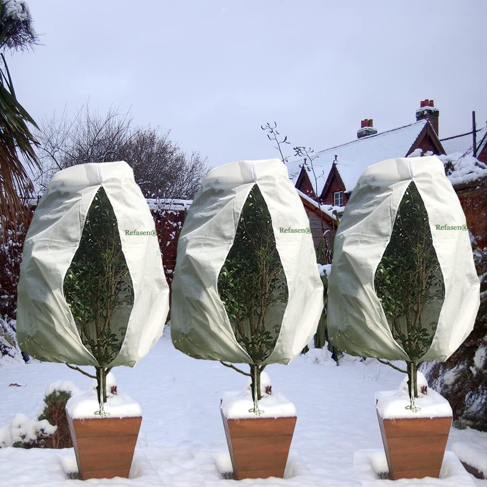 Plant Covers Freeze Protection,3 Packs 45”H X40”W Frost Blankets for Outdoor Plants Frost Cloth with Zipper Drawstring-Protect Trees from Cold Frost Pest