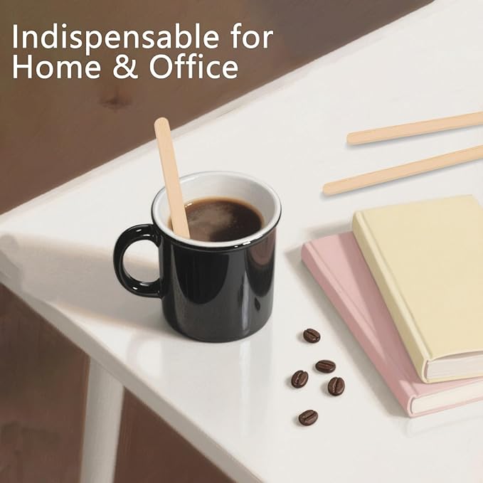 KTOJOY 110 Pack Birch Wood Coffee Stirrers, 7.5 Inch Sturdy Coffee Stir Sticks, Smooth Round Ends, Splinter-Free Disposable Stir Sticks for Coffee, Cocktails, Office, Home Use