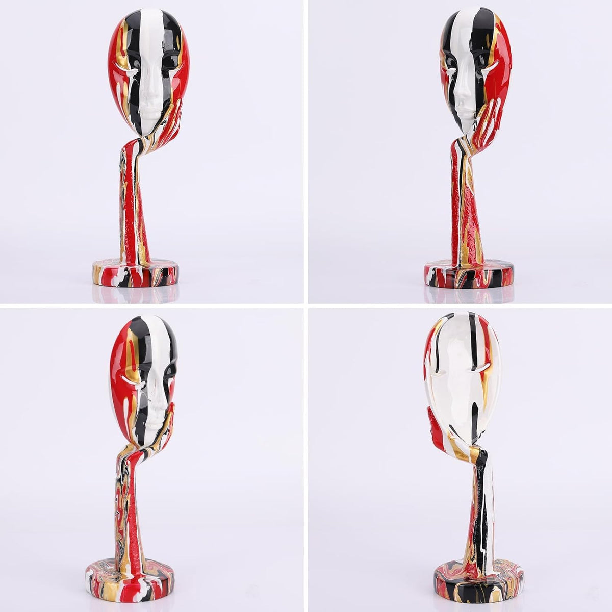 suruim Simple Creative Colorful Female Face Art Statue Thinker Sculpture Abstract Character Crafts Ornament Home Office Bedroom Living Room Study Decoration (Large-1 15.3in)
