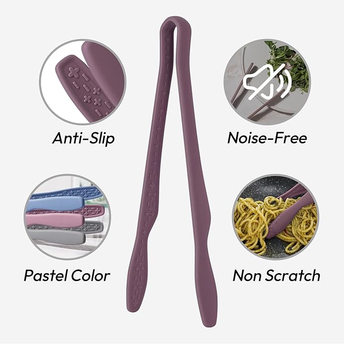 carrotez Silicone Tongs for Cooking, Anti-Slip,Non-Scratch Kitchen Tongs 9.5 inch Silicone Tongs 1Pack - Burgundy