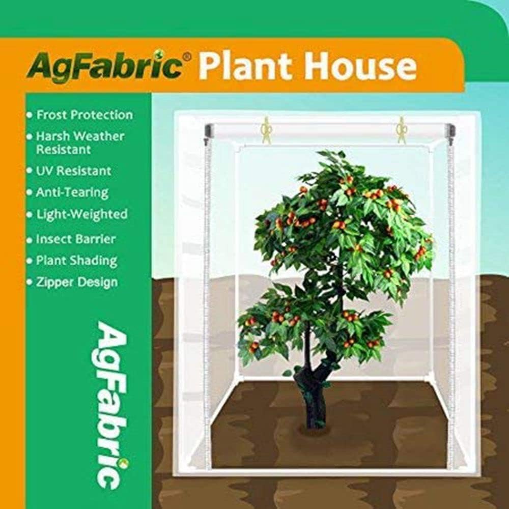Agfabric Plant Covers Freeze Protection with Zipper 0.9oz 135"x120"x48" Shrub Cover Winter Tree Jacket for Frost Protection&Season Extension,White,4 Pack