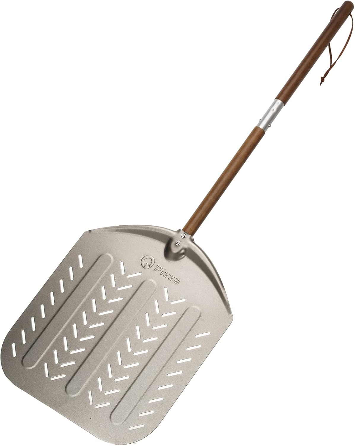 Q Pizza Perforated Aluminium 12x14in Round Pizza Peel, Gold, Aluminum, Non-Stick, Easy to Clean, Suitable for All Occasions
