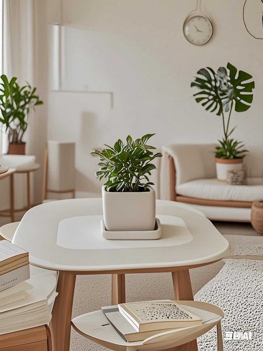Square Plant Saucer 4 Inch 2 Pack，Plant Trays for Pots, White Ceramic Plant Saucers for Indoors Outdoors, Plant Drip tray 4 6 8 10 12 14 Inch