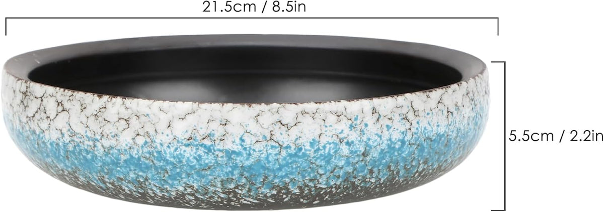 kilolfy Happy Bonsai Pot 8.5 inch Glazed Ceramic Succulent Planter Container Blue