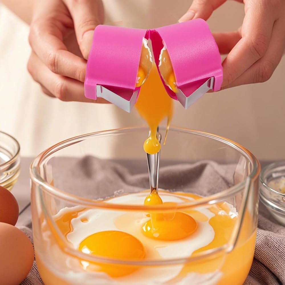 3 Pcs Egg Shell Opener Remover, Eggs Peeler Separator for Boiled and Raw Eggs, Stainless Steel Eggshell Cutter Kitchen Tools for Cooking and Breakfast Prep (Orange)