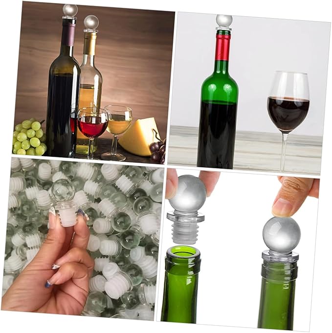 Garneck 24pcs Glass Ball Stoppers Wine Bottle Stoppers Caps Vacuum Pump for Wine Bottle Perfume Oil