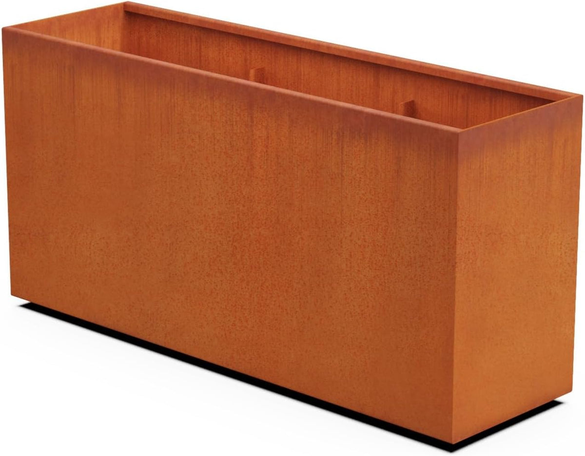 Corten Steel Planter Rectangle Outdoor Metal Garden Box Heavy Duty | Made in USA | Fully Assembled