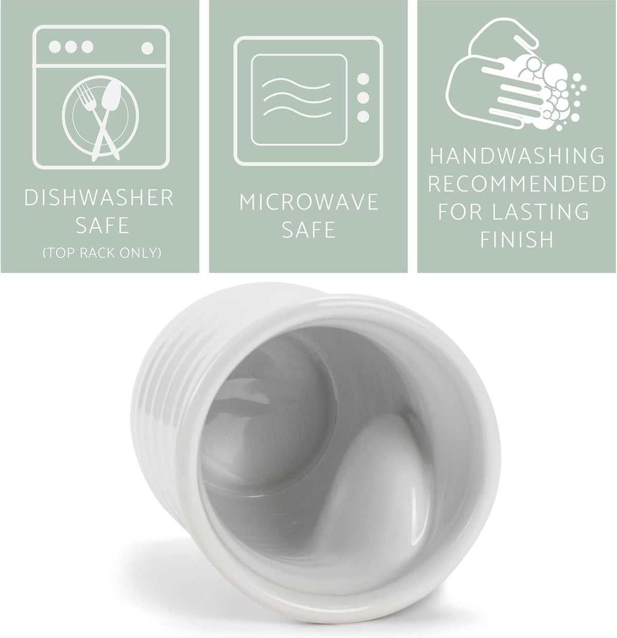 Elanze Designs Ribbed 14 ounce Ceramic Stoneware Handwarmer Mug, White