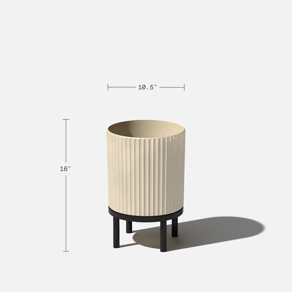 Veradek Demi Series Round Planter w/Stand for Porch/Patio | Durable Plastic-Stone Composite & Wooden Stand | Modern Décor for Tall Plants, Flowers