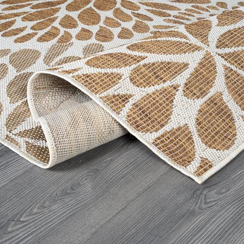 Outdoor Rug 5x7 Modern Exotic Tropical Leaf Area Rugs for Indoor and Outdoor Patio Deck Porch Garden Water Resistant Washable Outside Carpet