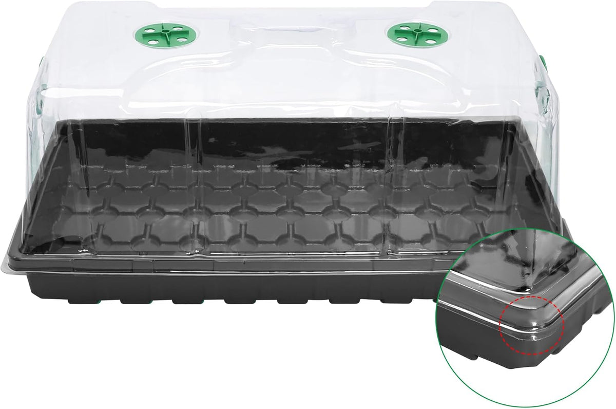 MIXC 10 Pack Humidity Dome 7" Tall Extra Strength, 1020 Growing Trays Cover, Propagation Seed Cloning Lid Vented for 10 x 20 Inch Flat Tray and Seed Starting Germination