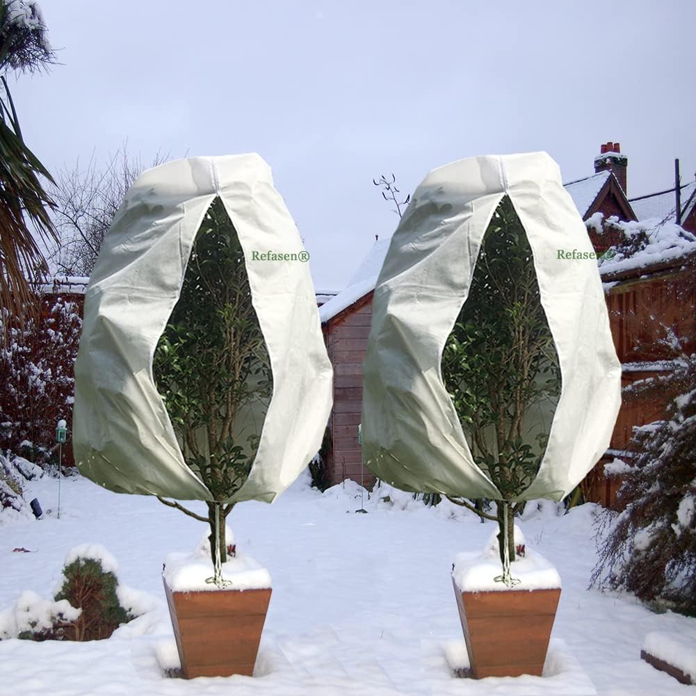 Plant Covers Freeze Protection,2 Packs 70”H X60”W 2.2oz Frost Blankets for Outdoor Plants Frost Cloth with Zipper Drawstring-Protect Trees from Cold Frost Pest