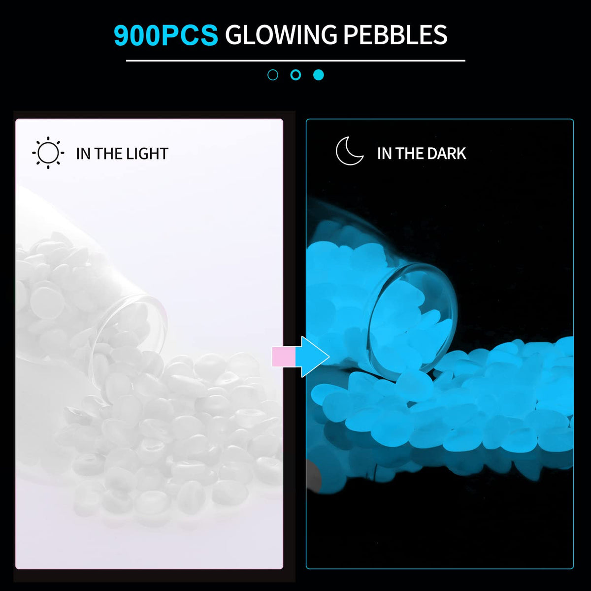 900pcs Glow in The Dark Rocks Outdoor Decorations Stones Small Luminous Pebbles Indoor/Outdoor Decor for Garden Fish Tank Aquarium Planter Walkway - White