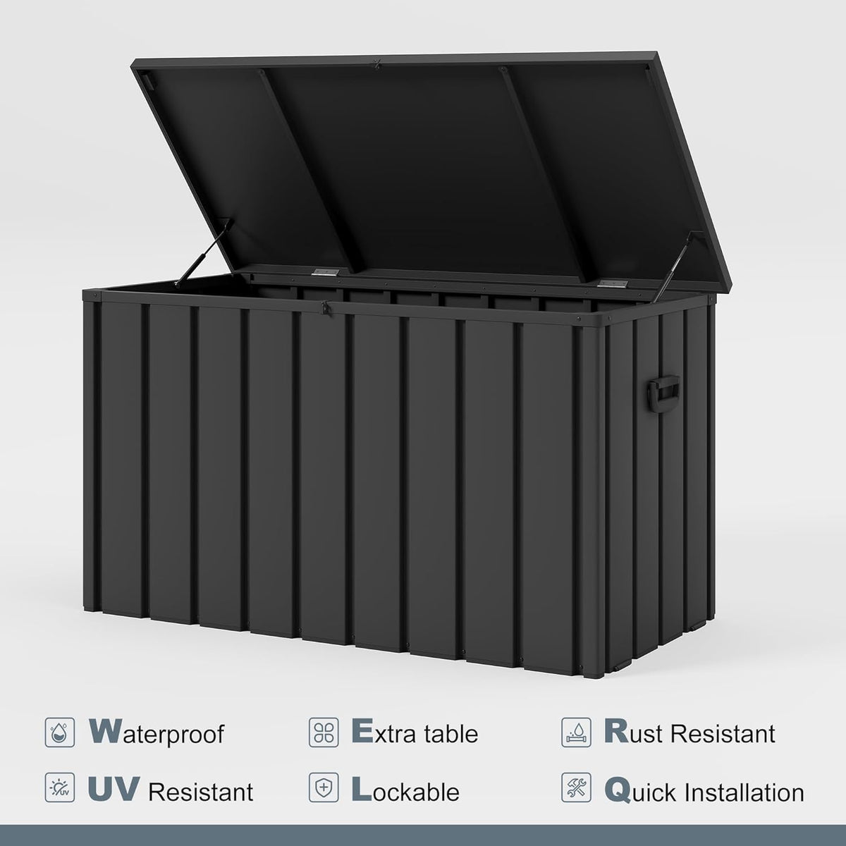 PURPLE LEAF Outdoor Deck Box 160 Gallon Waterproof Lockable Storage Box Container with Lid Deck Organization for Patio Cushions Side Table Pool Accessories Garden Tools, Gray
