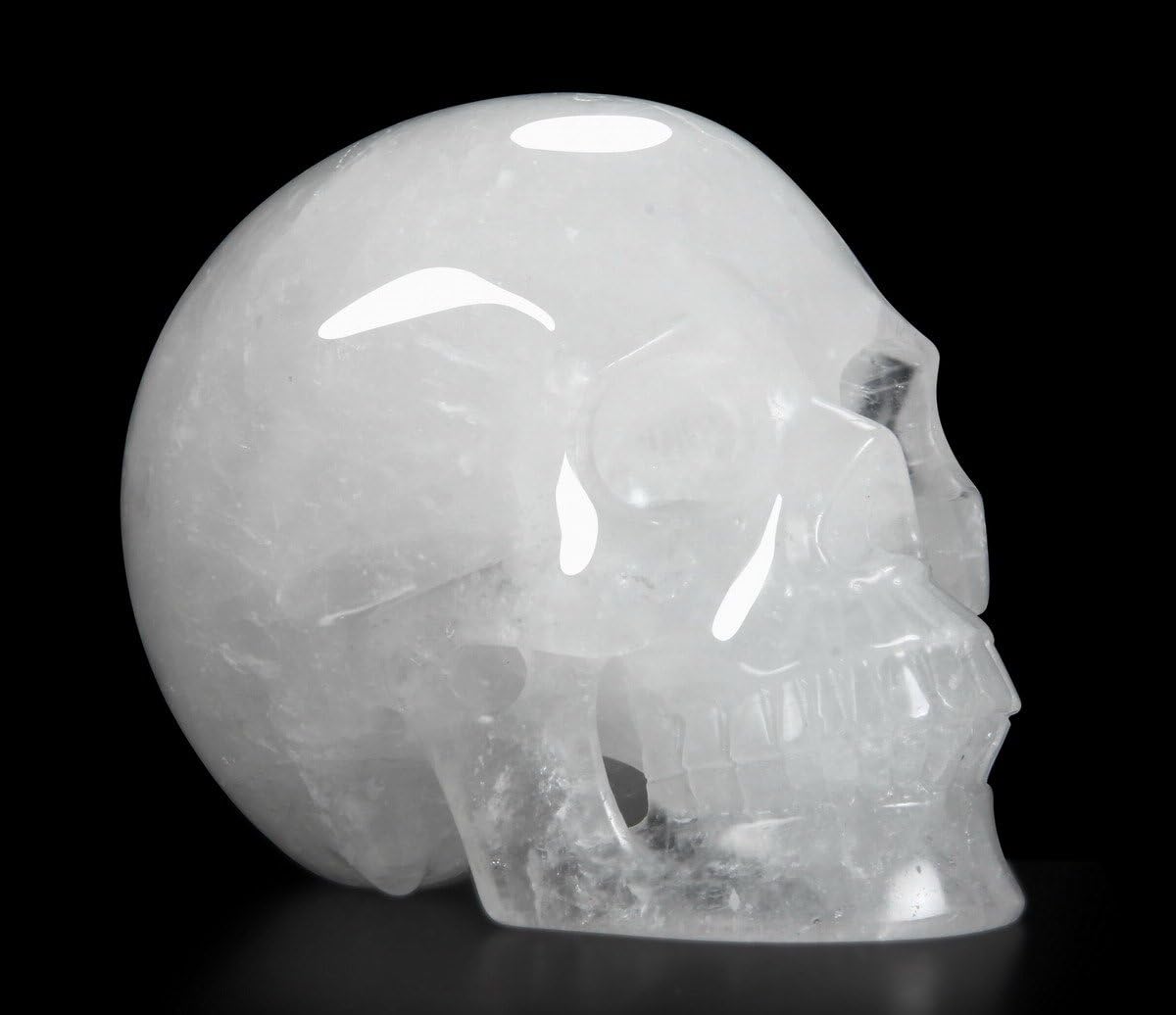 Huge 5.0" Angolan Quartz Rock Crystal Carved Crystal Skull, Realistic.
